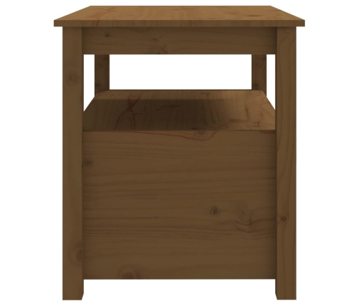 Mesa de centro de madera maciza de pino marrón miel 71x49x55 cm