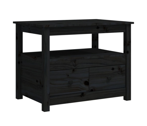 Mesa de centro de madera maciza de pino negro 71x49x55 cm