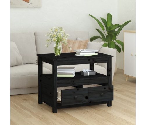 Mesa de centro de madera maciza de pino negro 71x49x55 cm