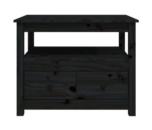 vidaXL Mesa de centro de madera maciza de pino negro 71x49x55 cm