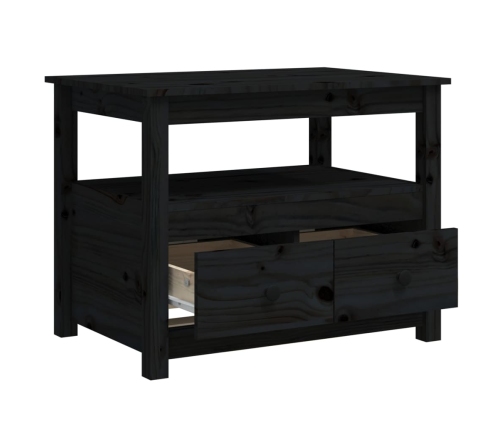 Mesa de centro de madera maciza de pino negro 71x49x55 cm