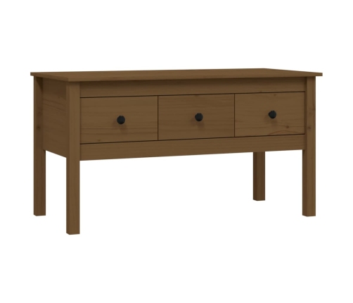 Mesa de centro madera maciza de pino marrón miel 102x49x55 cm