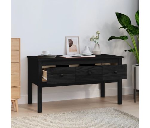 Mesa de centro de madera maciza de pino negro 102x49x55 cm