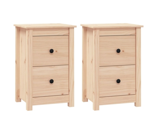 Mesitas de noche 2 uds madera maciza de pino 40x35x61,5 cm