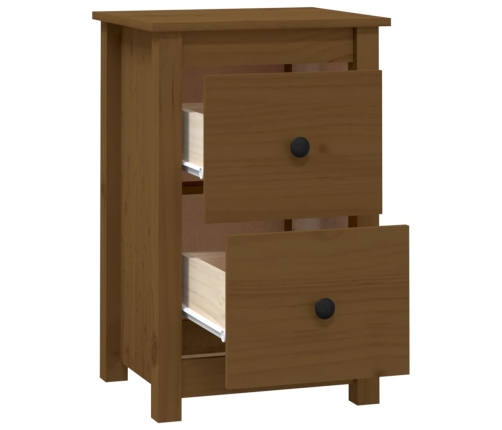 Mesita de noche madera maciza de pino marrón miel 40x35x61,5 cm