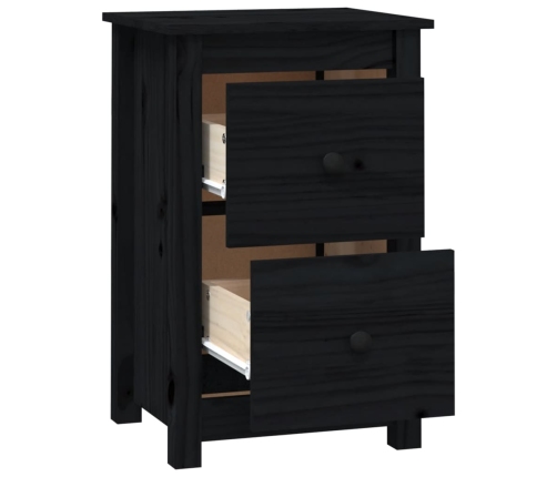 vidaXL Mesita de noche madera maciza de pino negro 40x35x61,5 cm