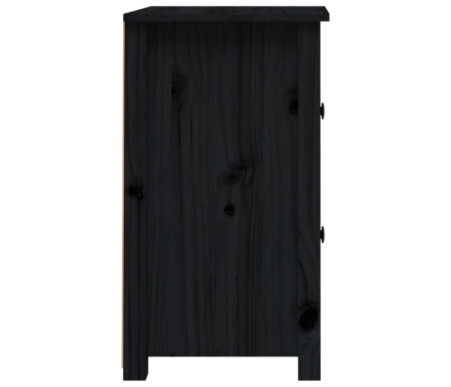 Mesita de noche madera maciza de pino negro 40x35x61,5 cm