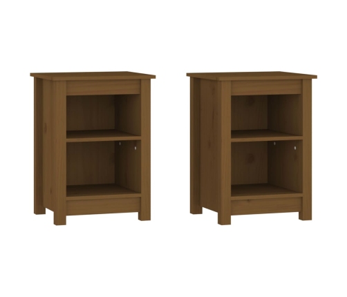 vidaXL Mesitas de noche 2 uds madera de pino marrón miel 40x35x55 cm