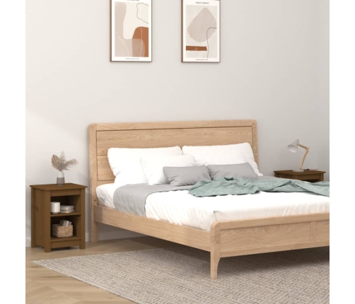 vidaXL Mesitas de noche 2 uds madera de pino marrón miel 40x35x55 cm