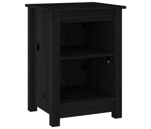 Mesita de noche madera maciza de pino negro 40x35x55 cm