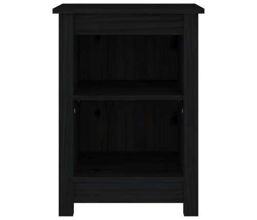 Mesita de noche madera maciza de pino negro 40x35x55 cm