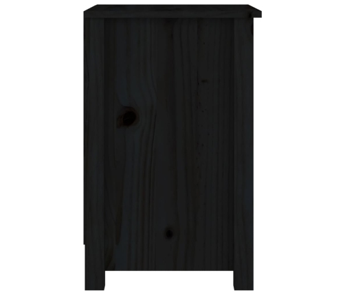 Mesita de noche madera maciza de pino negro 40x35x55 cm