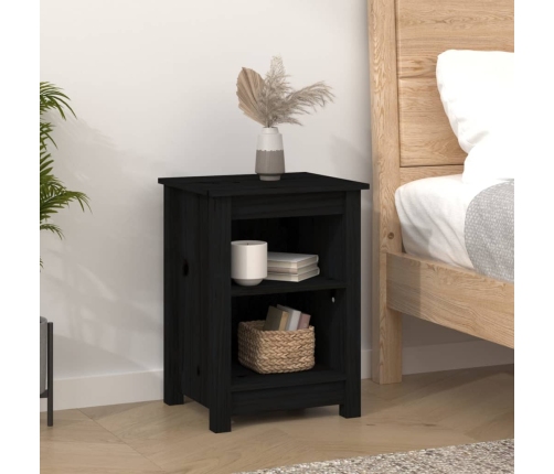 Mesitas de noche 2 uds madera maciza de pino negro 40x35x55 cm