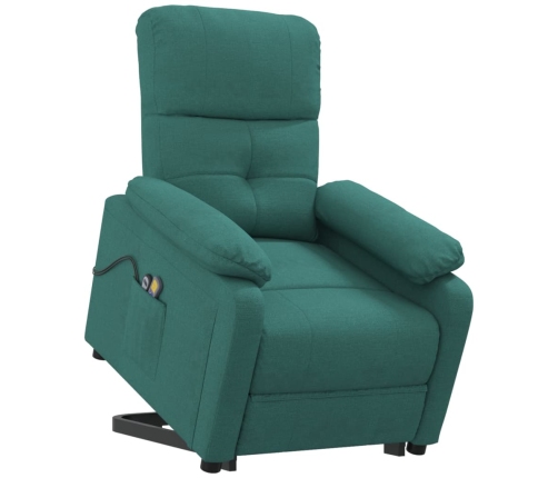 Sillón de masaje elevable tela verde oscuro