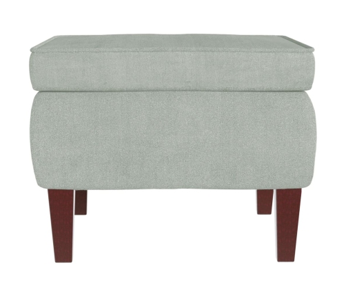 Sillón mecedora patas madera y taburete terciopelo gris claro