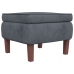 Sillón mecedora patas madera y taburete terciopelo gris oscuro