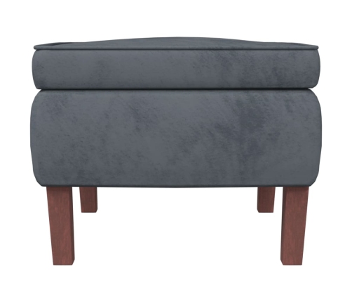 Sillón mecedora patas madera y taburete terciopelo gris oscuro