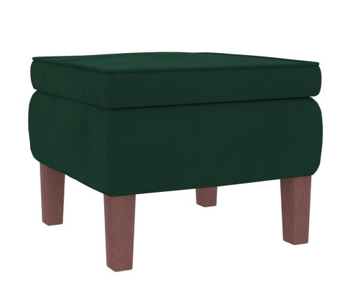 Sillón mecedora patas madera y taburete terciopelo verde oscuro