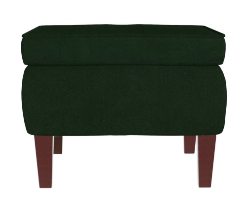 Sillón mecedora patas madera y taburete terciopelo verde oscuro