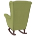 Sillón mecedora patas madera y taburete terciopelo verde claro