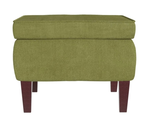 Sillón mecedora patas madera y taburete terciopelo verde claro