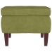 Sillón mecedora patas madera y taburete terciopelo verde claro