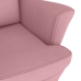 Sillón mecedora patas madera y taburete terciopelo rosa