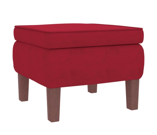 Sillón mecedora patas madera y taburete terciopelo rojo vino