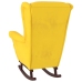 Sillón mecedora patas madera y taburete terciopelo amarillo