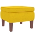 Sillón mecedora patas madera y taburete terciopelo amarillo