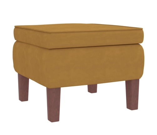 Sillón mecedora patas madera y taburete terciopelo marrón