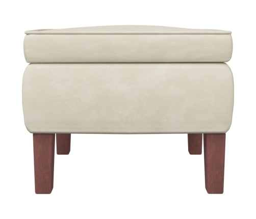 Sillón mecedora patas madera y taburete terciopelo color crema