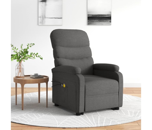 Sillón de masaje elevable tela gris oscuro