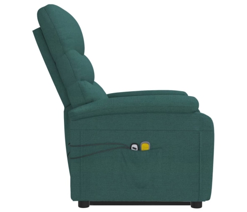 Sillón de masaje elevable tela verde oscuro