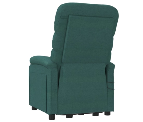 Sillón de masaje elevable tela verde oscuro