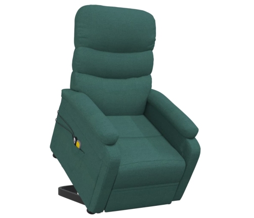 Sillón de masaje elevable tela verde oscuro