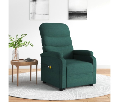 Sillón de masaje elevable tela verde oscuro