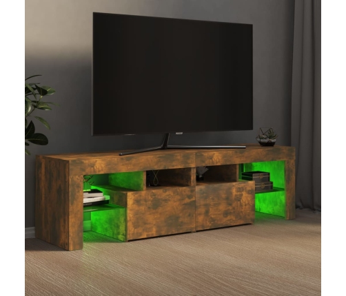 Mueble de TV con luces LED color roble ahumado 140x36,5x40 cm