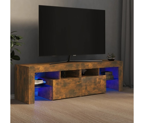 Mueble de TV con luces LED color roble ahumado 140x36,5x40 cm