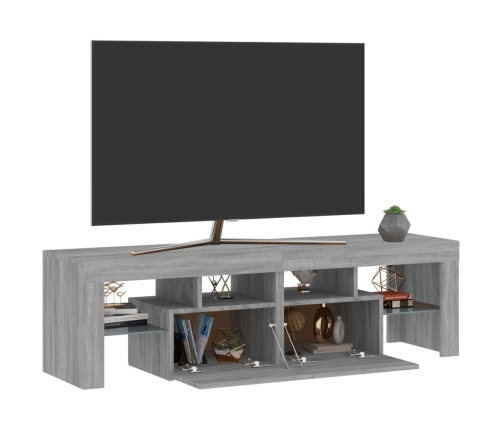 Mueble de TV con luces LED gris Sonoma 140x36,5x40 cm