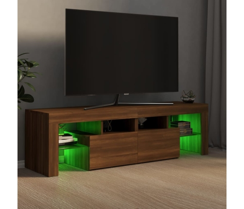 Mueble de TV con luces LED marrón roble 140x36,5x40 cm