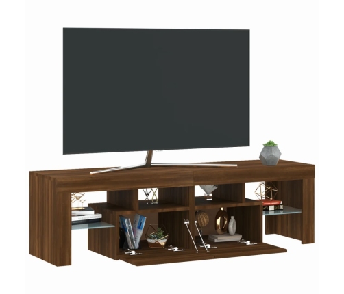 Mueble de TV con luces LED marrón roble 140x36,5x40 cm