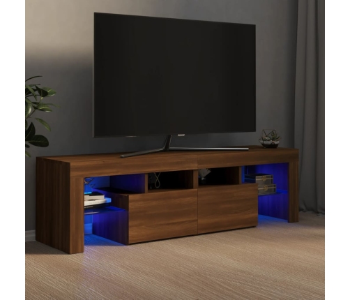 Mueble de TV con luces LED marrón roble 140x36,5x40 cm