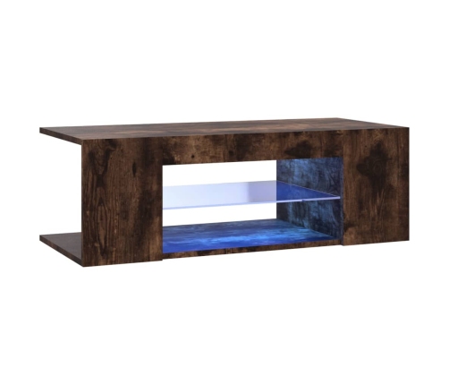 Mueble de TV con luces LED color roble ahumado 90x39x30 cm