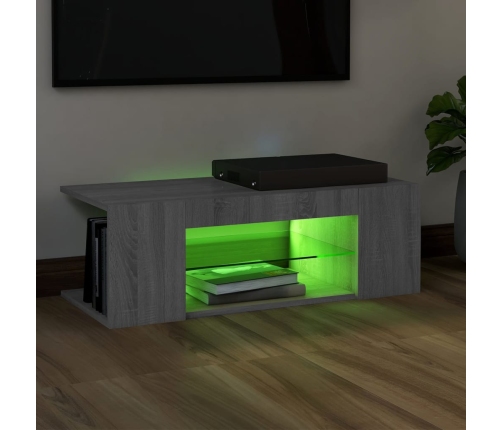 Mueble de TV con luces LED gris Sonoma 90x39x30 cm