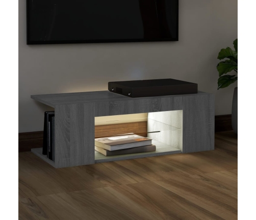 Mueble de TV con luces LED gris Sonoma 90x39x30 cm