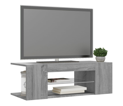 Mueble de TV con luces LED gris Sonoma 90x39x30 cm