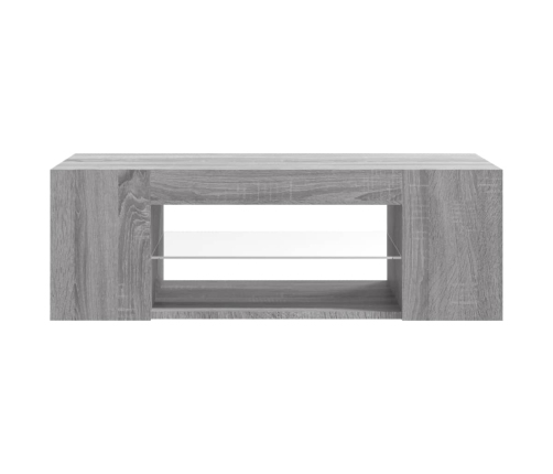 Mueble de TV con luces LED gris Sonoma 90x39x30 cm