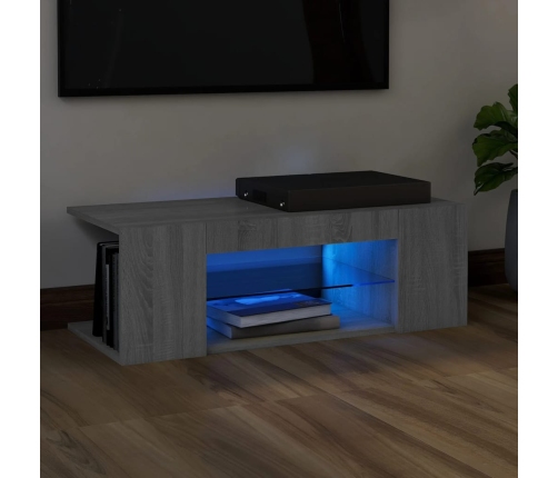 Mueble de TV con luces LED gris Sonoma 90x39x30 cm