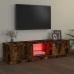 Mueble de TV con luces LED roble ahumado 140x40x35,5 cm